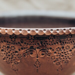 Deep Ceramic bowl, Soup bowl, Salad bowl, Fruit bowl, Pasta bowl. Dinnerware, pottery dish in Folk style. image 8
