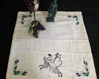 Embroidered Dionysus on Panther Altar Cloth * Hellenic God of Wine and Ecstasy