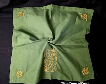 Green and Gold Urnes Snake Altar Cloth *Loki* *Norse God* July for Loki Special