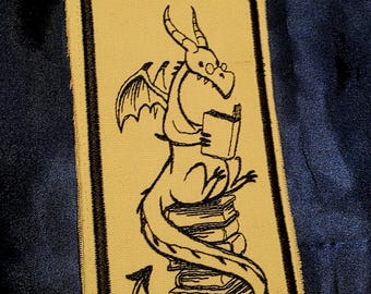 Reading Dragon Bookmark * Embroidered