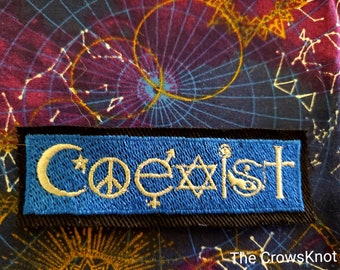 COEXIST Embroidered Iron-On Patch * Interfaith * Original 7 Symbols!