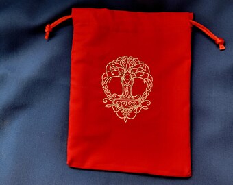 Embroidered Mjolnir World Tree Tarot Bag * Thor * Norse Gods * Pagan