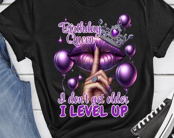 Birthday Queen png| Purple birthday Queen | I dont get older i level up png|