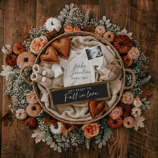 Fall Pregnancy Announcement Digital, Baby Announcement, Social Media Reveal