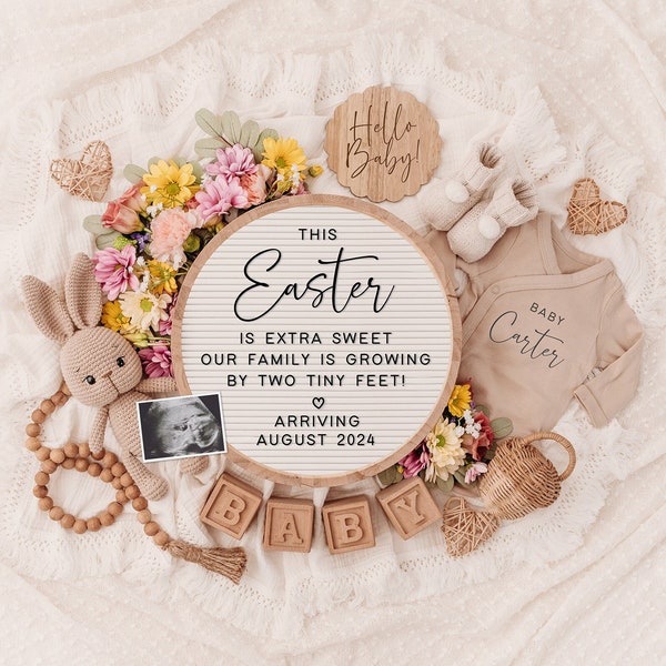 Easter Pregnancy Announcement Digital, Easter Baby Announcement, Baby Reveal, Social Media Reveal