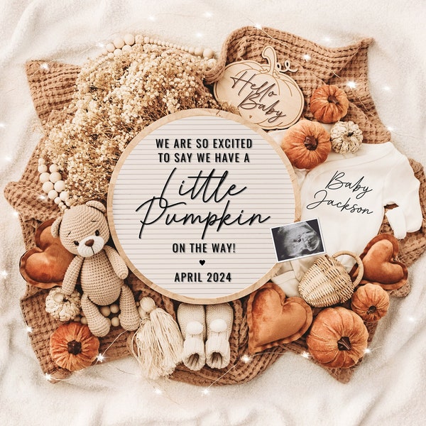 Fall Pregnancy Announcement Digital, Baby Announcement, Social Media Reveal