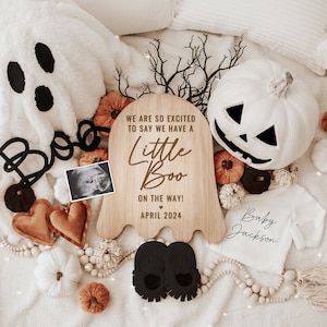 Halloween Digital Pregnancy Announcement, Neutral, Social Media, Facebook, Instagram, With Sonogram