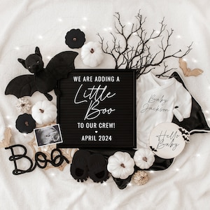 Halloween Digital Pregnancy Announcement, Neutral, Social Media, Facebook, Instagram, With Sonogram