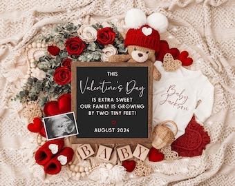 Valentine&#39;s Day Pregnancy Announcement Digital, Baby Announcement, Editable Template, Social Media Reveal, Instagram, Facebook