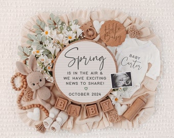 Spring Pregnancy Announcement Digital, Baby Announcement, Editable Template, Social Media Reveal, Instagram, Facebook