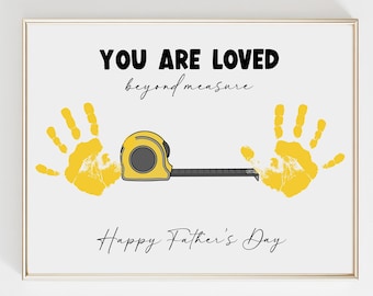 Father's Day Measuring Tape Handprint Art (Printable Digital Download) - Gift for Dad or Grandpa