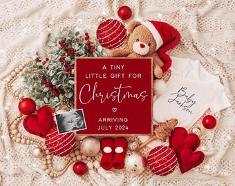 Christmas Pregnancy Announcement Digital, Baby Announcement, Editable Template, Social Media Reveal, Instagram, Facebook