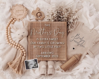 Mothers Day Digital Pregnancy Announcement, Gender Neutral, Social Media, Facebook, Spring May Baby Announcement