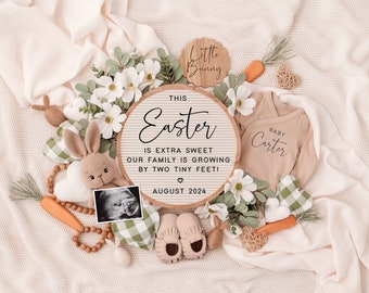 Easter Pregnancy Announcement Digital, Easter Baby Announcement, Baby Reveal, Social Media Reveal