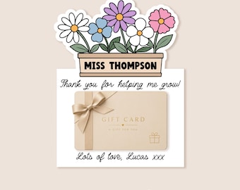 Teacher Gift Card Template - Thank you for helping me grow - School Gift