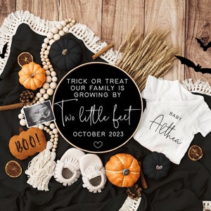 Halloween Digital Pregnancy Announcement, Neutral, Social Media, Facebook, Instagram, With Sonogram, Autumn, Halloween, Fall