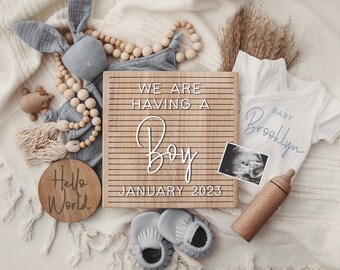 Boy Digital Pregnancy Announcement, Neutral, Social Media, Facebook, Instagram, Gender Reveal