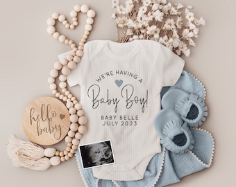 Boy Digital Pregnancy Announcement, Neutral, Social Media, Facebook, Instagram, Gender Reveal