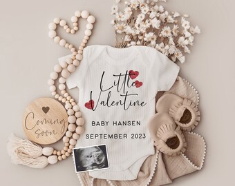 Valentines Day Digital Pregnancy Announcement, Neutral, Social Media, Facebook, Instagram, With Sonogram