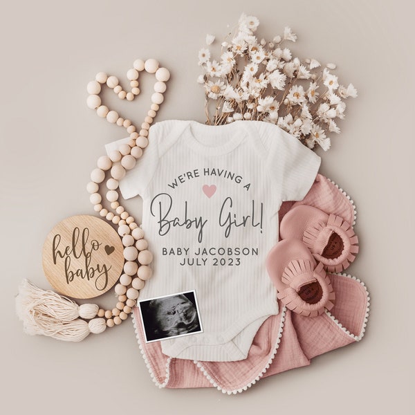 Girl Digital Pregnancy Announcement, Neutral, Social Media, Facebook, Instagram, Gender Reveal