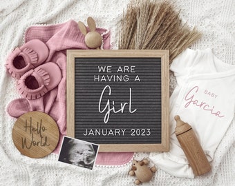 Girl Digital Pregnancy Announcement, Neutral, Social Media, Facebook, Instagram, Gender Reveal