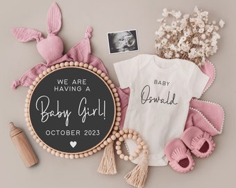Girl Digital Pregnancy Announcement, Neutral, Social Media, Facebook, Instagram, Gender Reveal