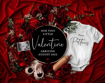 Valentines Day Digital Pregnancy Announcement, Neutral, Social Media, Facebook, Instagram, With Sonogram