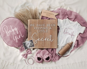 Girl Digital Pregnancy Announcement, Neutral, Social Media, Facebook, Instagram, Gender Reveal