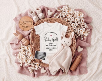 Girl Digital Pregnancy Announcement, Neutral, Social Media, Facebook, Instagram, Gender Reveal