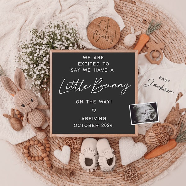 Easter Pregnancy Announcement Digital, Easter Baby Announcement, Baby Reveal, Social Media Reveal