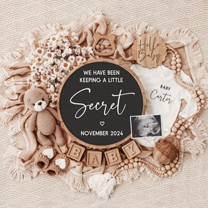 Editable Digital Pregnancy Announcement: Social Media Baby Reveal