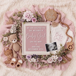 Girl Spring Pregnancy Announcement: Social Media Baby Reveal (Digital)