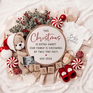 Annuncio di gravidanza a Natale digitale, Annuncio di una bambina, Rivelazione del bambino, Rivelazione sui social media, Rivelazione delle feste