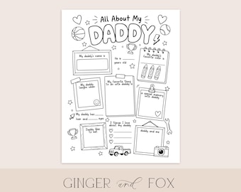 All About My Daddy Coloring Activity (Printable Digital Download) - Gift for Daddy