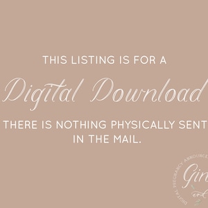 May include: A digital download announcement with text on a tan background. The text reads "THIS LISTING IS FOR A Digital Download THERE IS NOTHING PHYSICALLY SENT IN THE MAIL." The logo for Ginger and Fox is in the bottom right corner.