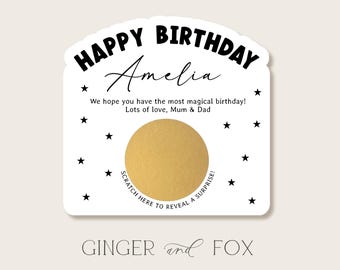 Personalised Scratch off Birthday Voucher - Scratch to reveal gift