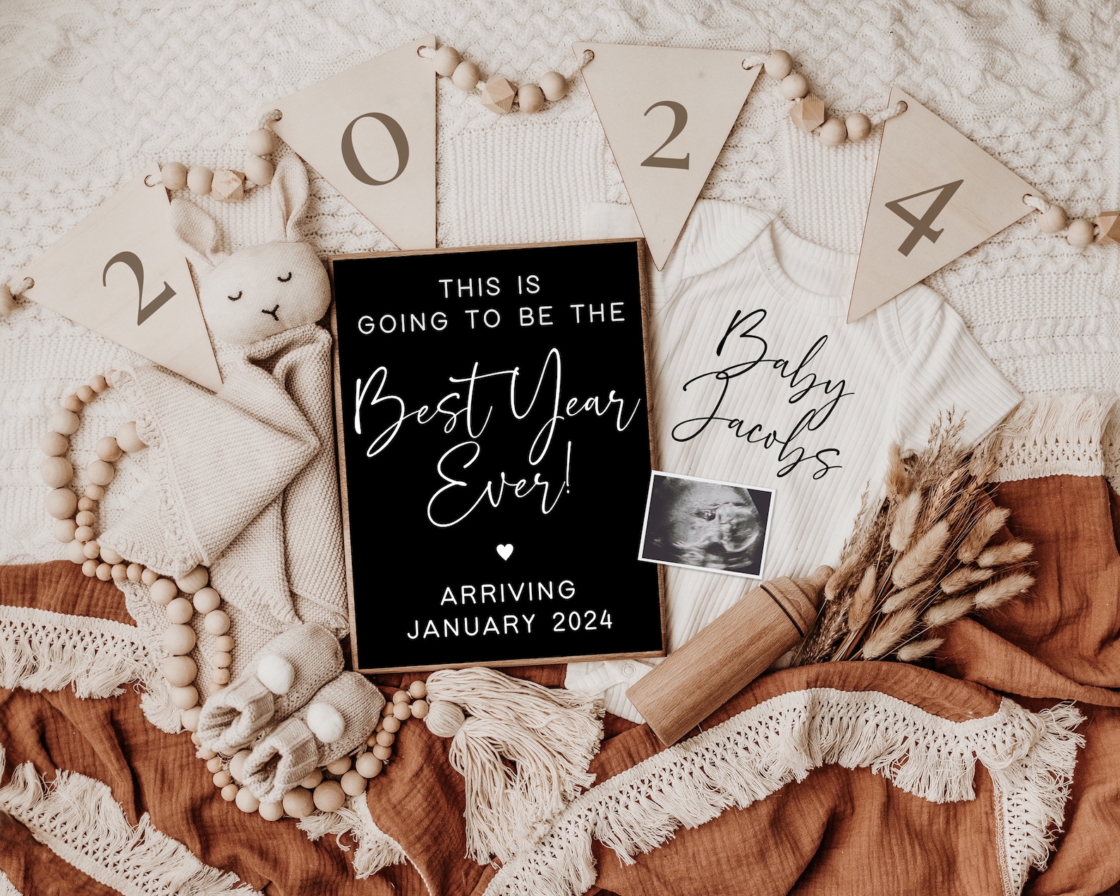 New Years Eve Pregnancy Announcement digital announcement