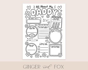 All About My Daddy Coloring Activity (Printable Digital Download) - Gift for Daddy