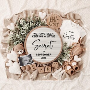 Boho Teddy Bear Pregnancy Announcement: Social Media Reveal (Digital Template)
