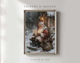 Santa reading a letter - Christmas / Winter Wall Decor Physical Art Print