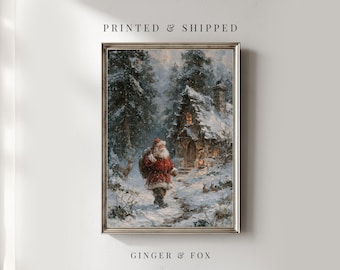 Santa Walking in the Snow - Christmas / Winter Wall Decor Physical Art Print