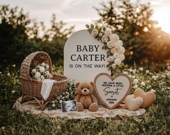 Digital Pregnancy Announcement for Social Media,Gender Neutral Announcement,Editable Letter Board Pregnancy,Instant Download.