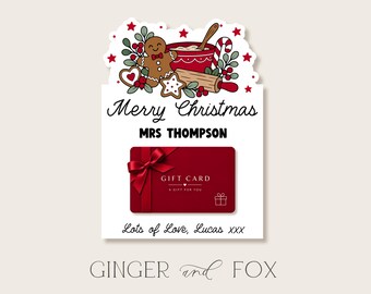 Christmas Gingerbread Man Baking Teacher Gift Card Template - School Gift