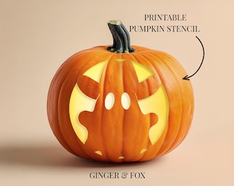 Western Ghost Pumpkin Carving Stencil, Easy Halloween Design (Digital Download)