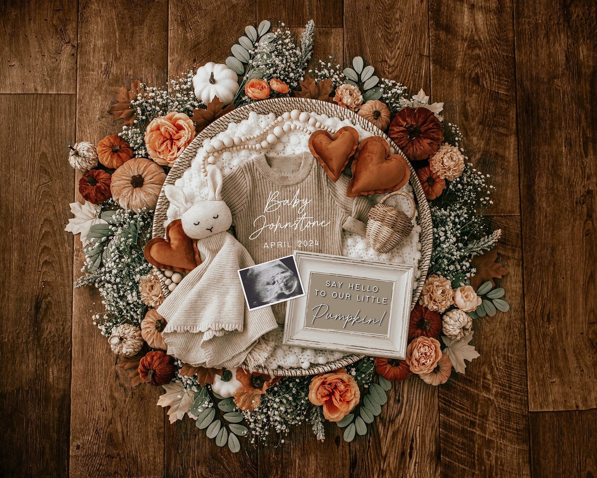 Fall Pregnancy Announcement Digital, Baby Announcement, Social Media Reveal