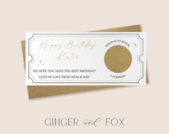 Personalised Scratch off Birthday Voucher - Scratch to reveal gift