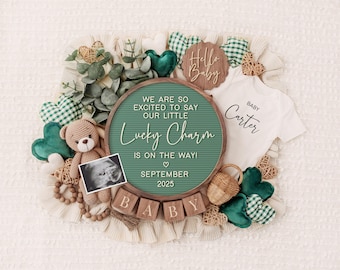 St. Patrick's Day Pregnancy Announcement: Boho Lion Theme (Digital)