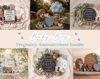 Baby Boy Pregnancy Announcement Bundle - Baby Social Media Reveal