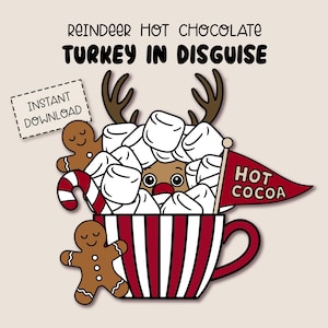Reindeer Printable Turkey Disguise, Thanksgiving & Christmas Kids Activity (Instant Download)