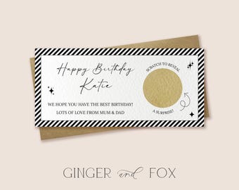 Personalised Scratch off Birthday Voucher - Scratch to reveal gift